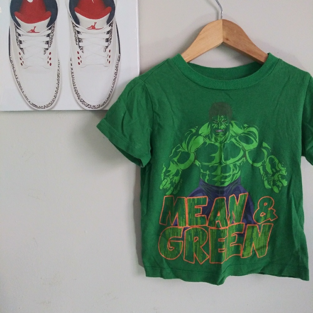 Size 3 Kids Hulk Mean And Green Shirt